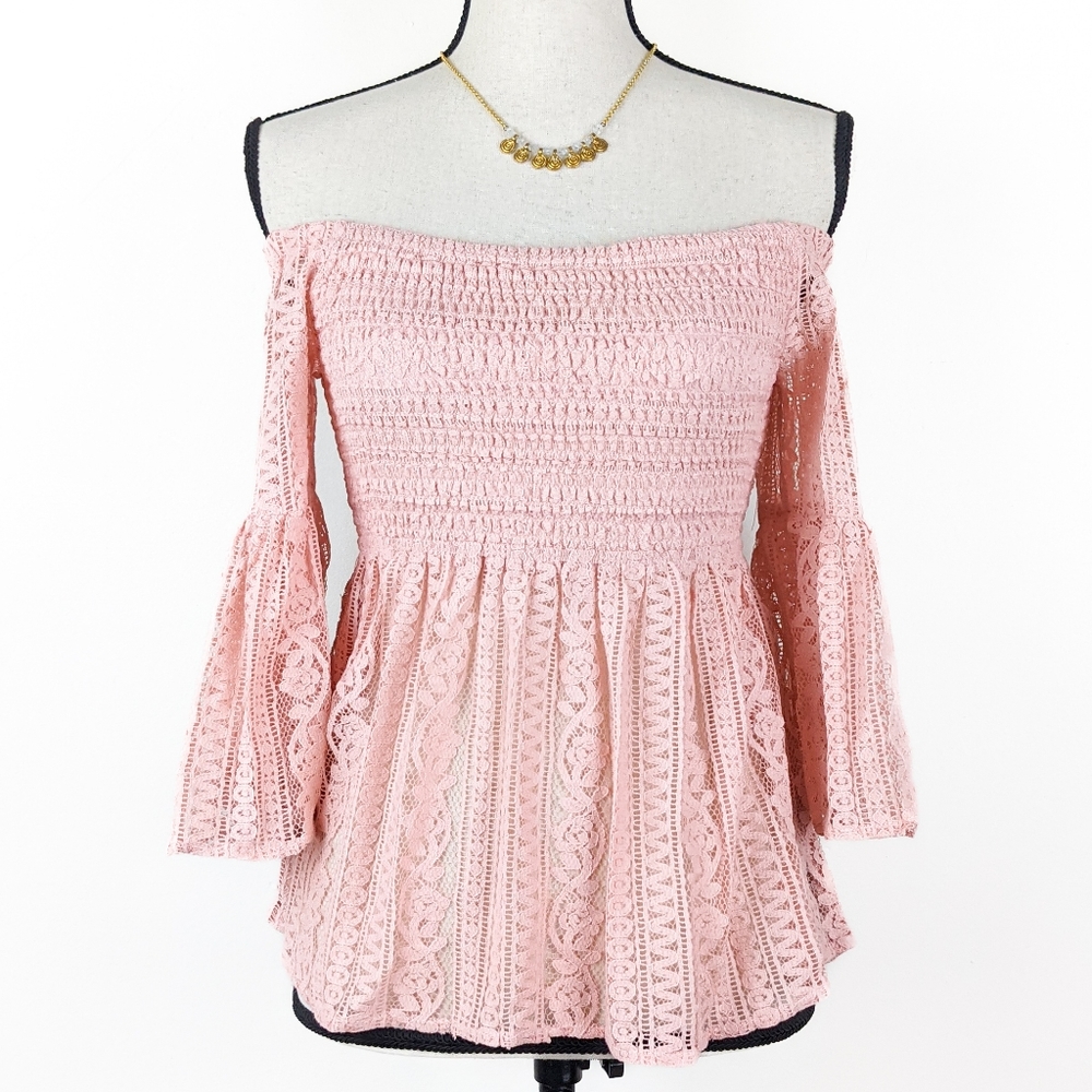 🦋LAST🦋 NWT A.Calin by Flying Tomato Pink Lace Blouse, Size Medium